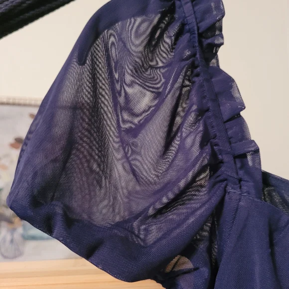 Navy Blue Venus Ruched Blouse - Picture 2 of 7